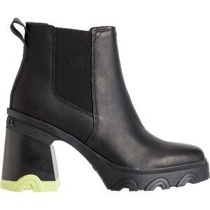 NEW SOREL Leather Brex Heel Chelsea Booties Black/green for women 663mn